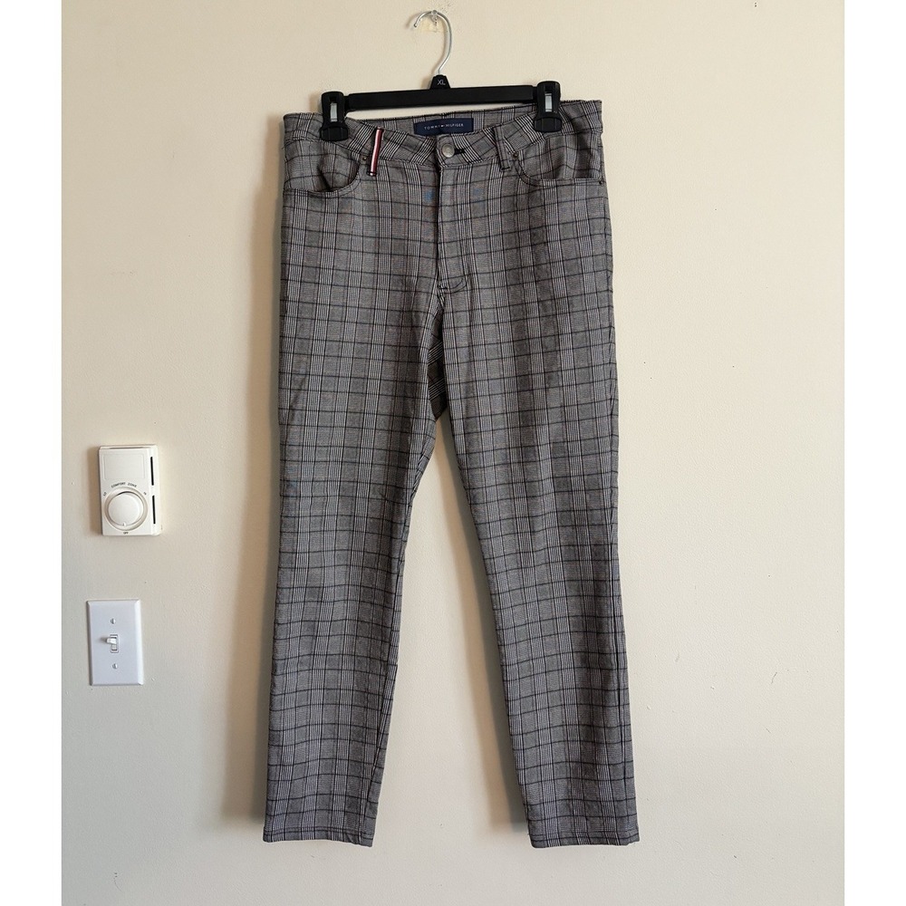 Old Money Preppy Plaid Ankle Pants Tommy Hilfiger Pink Gray Womens 8 Work Office